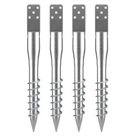 VEVOR No Dig Ground Anchor, 4 Pack 3.94 x 2.76 x 27.56 in DIY Screw in Post Stake, Includes 6 Lag Bolts & a Rebar