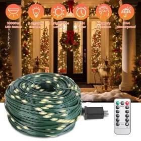 330FT LED String Lights Outdoor Christmas Decoration Lights With Remote IP44 Waterproof 8 Lighting Modes 8 Brightness Timer Plug In Fairy Light X (Option: Warm)