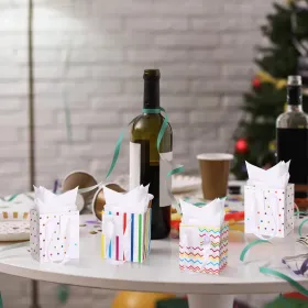 12 Pcs Small Gift Bags Mini Metallic Paper Bag Bulk Tiny With Handle Tissue Paper For Wrap Christmas Thanksgiving Halloween Birthday Party Favor (Option: Colorful)
