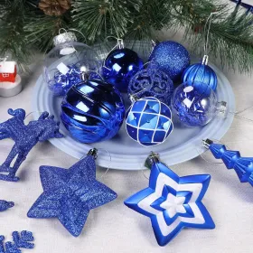 100pcs Christmas Tree Decorations Ornaments Set, Shatterproof Plastic Baubles Decorative Balls For Xmas Tree Decor Holiday Wedding Party, White (Option: blue)