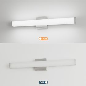 Bathroom Vanity Light Brushed Nickel Square LED 25 Inch 14W 6000K Cool White Light Wall Bar Lighting Fixtures Over Mirror -Brushed Nickel, 25in (Option: 25inches)