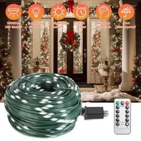 330FT LED String Lights Outdoor Christmas Decoration Lights With Remote IP44 Waterproof 8 Lighting Modes 8 Brightness Timer Plug In Fairy Light X (Option: white)