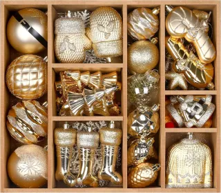 85ct Christmas Balls Ornaments Set, Colorful Shatterproof Plastic Christmas Tree Ornaments, Xmas Decorative Baubles For Christmas Tree Decoration (Option: DeeplightGold)