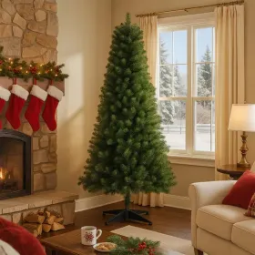 6FT Unlit Artificial Christmas Tree With 490 Tips, PVC Full Branches, Classic Green Holiday Tree With 4-Leg Plastic Stand For Indoor Home Decorat (Option: Defaulttitle)