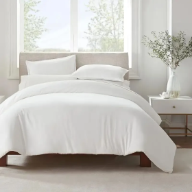 Serta Simply Clean Pleated Duvet Cover Queen (Option: white)