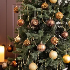 Ornaments For Christmas Trees, 16ct 2.36 Inches White And Silver Shatterproof Christmas Tree Decorations, Luxury Hanging Ball Ornaments For Xmas (Option: CopperGold)