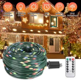 330FT LED String Lights Outdoor Christmas Decoration Lights With Remote IP44 Waterproof 8 Lighting Modes 8 Brightness Timer Plug In Fairy Light X (Option: Color)