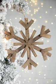 17.7inch X 17.7inch Large Fir Wood Snowflake Ornaments, Hanging Home Decor Accents For Christmas Tree, Wall Art, Holiday Display, Set Of 2 (Option: As pic)