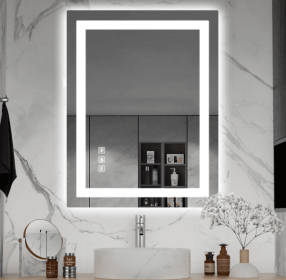 Triple Color Temperature/LED/RGB Smart Touch Control Bathroom Mirror with Tempered Glass, Adjustable Light, Fog & Shatterproof, Memory Function (S3R13874UL55"x30": S3R182101UL72"x40")