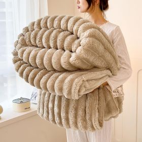 Luxurious Faux Rabbit Fur Blanket - Soft, Warm, And Comfortable, Perfect For Sofas, Beds, Offices, And Travel - A Versatile, All-season Gift And (Option: Khaki-70in X 79in 180 X 200cm)